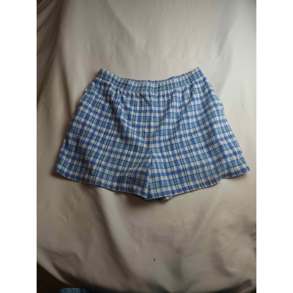 NY & Co Blue White Gingham Seersucker Pajama Shorts XL Lounge Sleepwear Womens